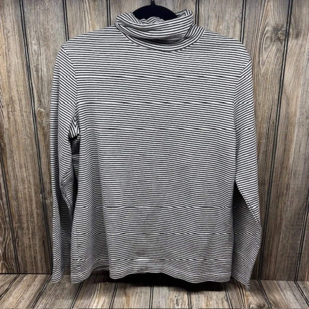 Croft Barrow Womens Striped Turtleneck Long Sleeve Top Size L